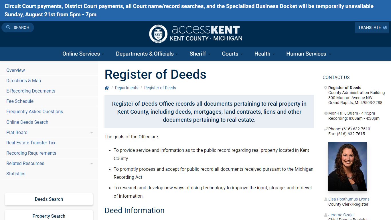 Register of Deeds - Kent County, Michigan